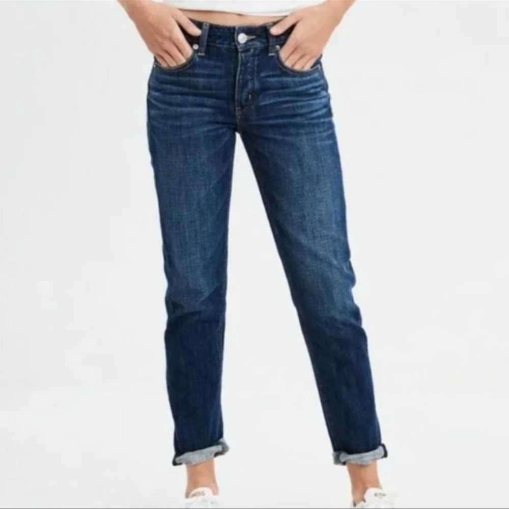 American Eagle Vintage Hi-Rise Jeans Dark Wash Button Fly Size 14
